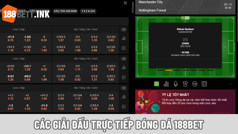 Những giải đấu nên xem tại kênh trực tiếp bóng đá 188bet