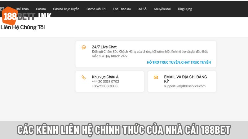 188bet có nhiều kênh liên hệ khác nhau