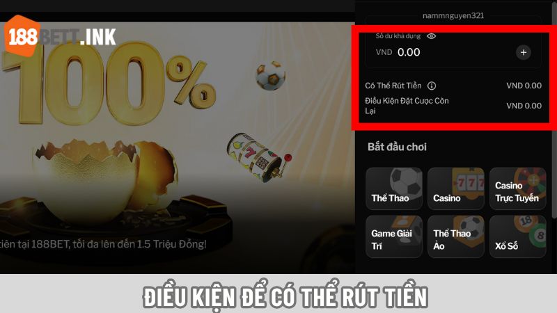 Điều kiện để có thể rút tiền