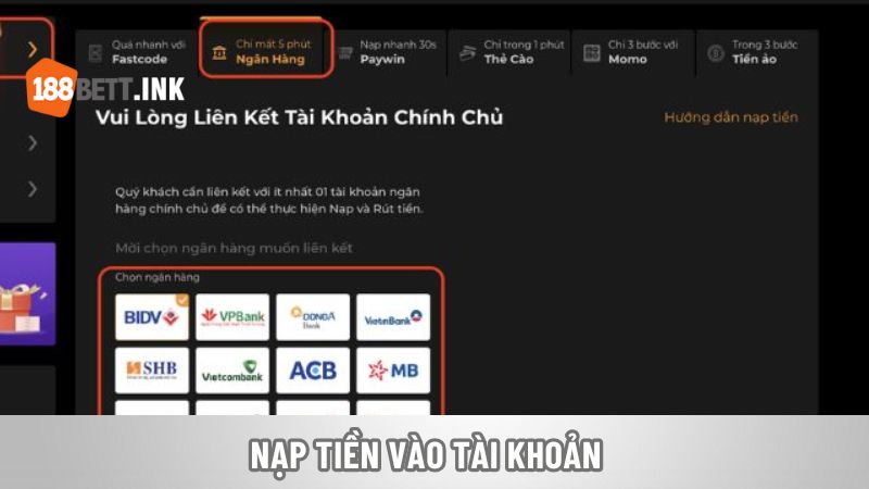 Nạp tiền vào tài khoản
